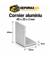 Cornier aluminiu 40 x 20 x 3 mm, 6 metri (EN AW-6060)